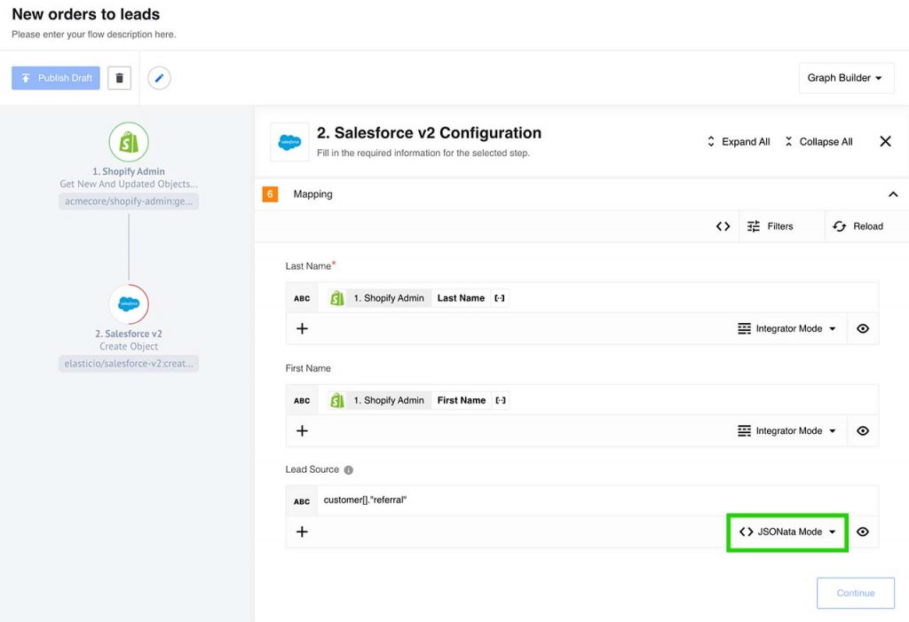 Map data between applications with elastic.io